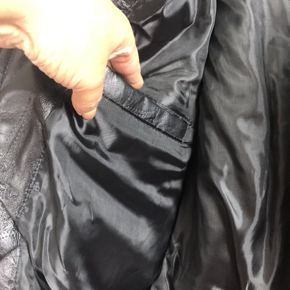Leather Works U.S.A Made Vintage Black Genuine Patchwork Jacket Coat Mens Size S - Picture 10 of 14
